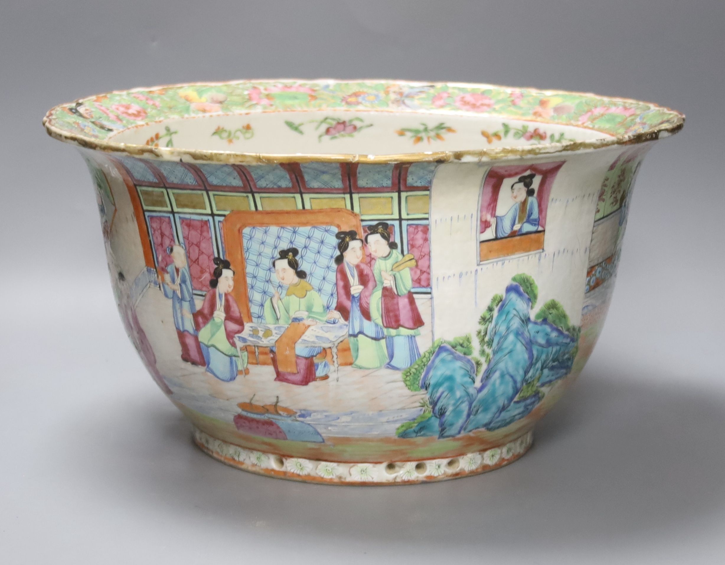 A Large Chinese famille rose flower pot, mid 19th century, 38cm